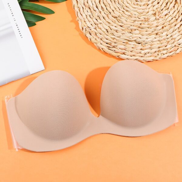 Deep U-Cup Adhesive Bra with Side Wings - Strapless Backless Push-Up Bra - Image 6