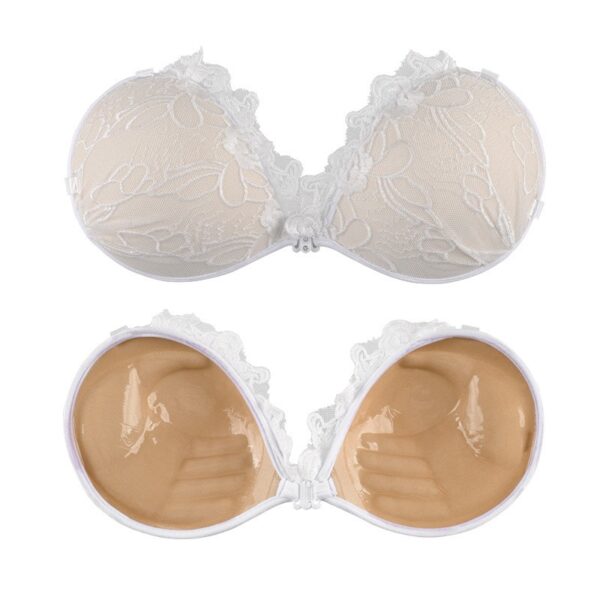 Palm Cup Lace Adhesive Sponge Bra with Front Buckle