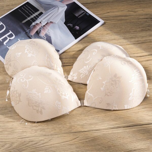 Scalloped Lace Fabric Adhesive Bra with Transparent Straps - Image 3