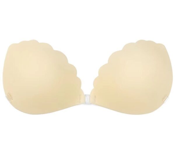 Scalloped Lace Fabric Adhesive Bra with Transparent Straps - Image 4
